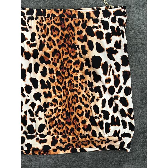 Vince Camuto Bathing Suit Tankini Top Black Animal Print Gold Chain Sz Large NWT - Picture 11 of 13